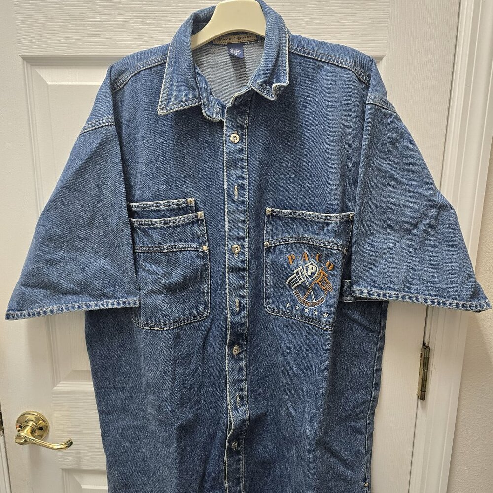 Paco Sport Men's Denim Short Sleeve Jacket Large